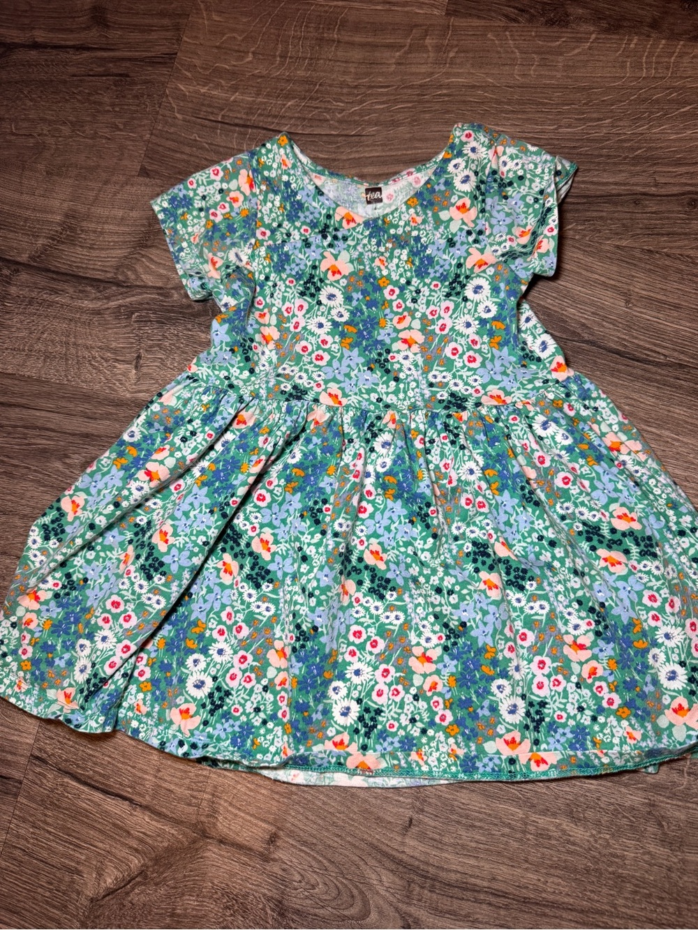 Tea Collection Green Floral Cotton Dress for Kids